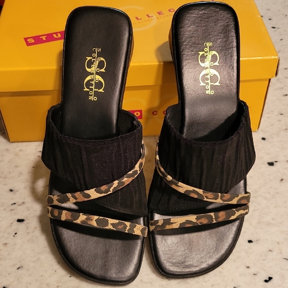 Studio C Shoes - Shoes Black Leopard Slides